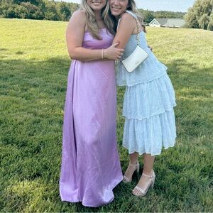 abercrombie & fitch purple satin strapless dress